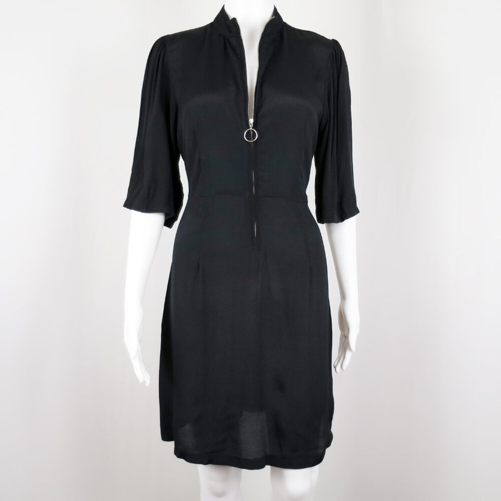 NWT Who What Wear Flirty Mini Dress with O-Ring Zip in Jet Black Size S